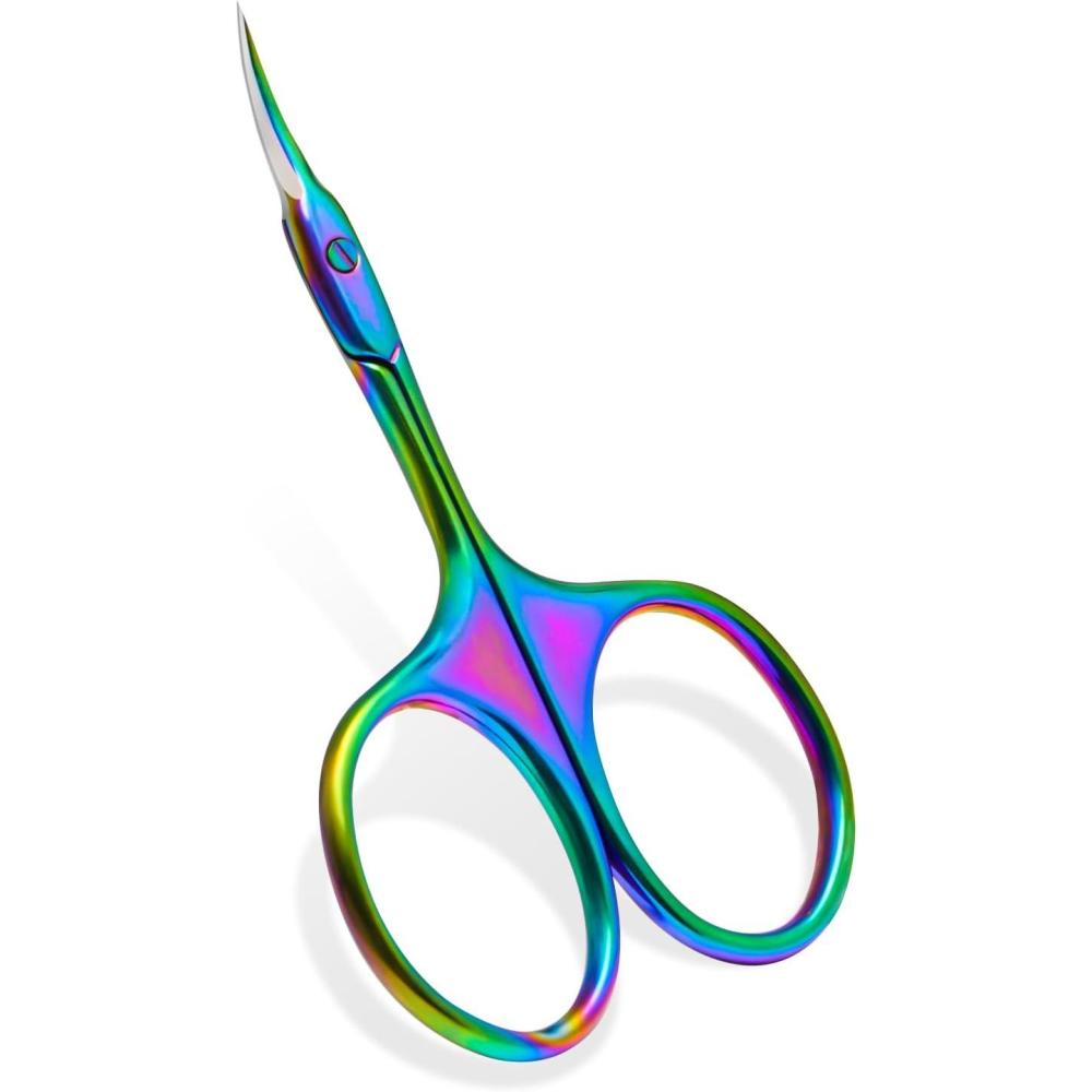 image:imageCGBE Manicure Scissors Extra Fine Eyebrow Scissors for Grooming Curved Blade Nail Scissors Precise Pointed Tip Grooming Kit for Eyebrow Eyelash Trim Nail and Dry Skin ColorfulColorful