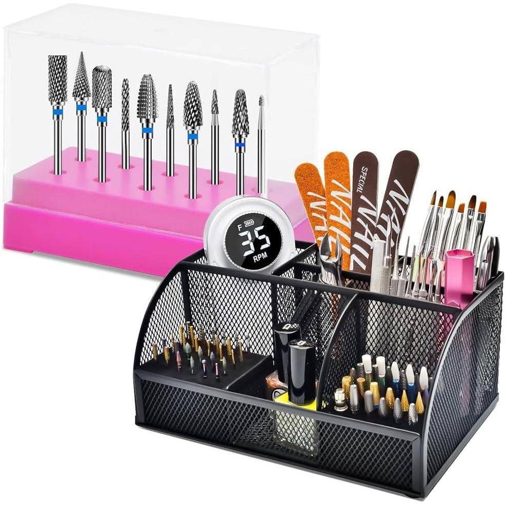 image:imageCGBE Nail Drill Bits Holder amp 10PCS Carbide Nail Drill Bits