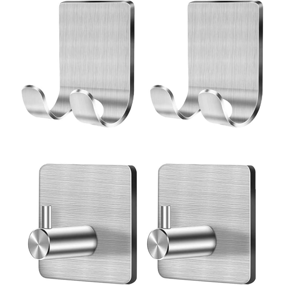 image:imageCGBE Razor Holder for Shower 4 Packs Shaver Holder and Hooks Self Adhesive Wall Mounts for Bathroom Damage Free  BrownSilver