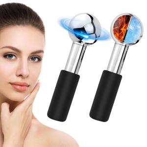 CGBE 360 Rotating Ice Globes For Face, Food-Grade Stainless Steel Facial Globes For Cryo Therapy, Smaller Ice Globes For Facials Reduce Wrinkles & Swelling – Black(Black)