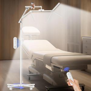 CGBE 3-Segment Foldable Lash Lamp: Lash Light with Rolling Base for Lash Technicians – Adjustable Height & Angle Eyelash Light with Phone Holder for Esthetician Tattoo, White(White)