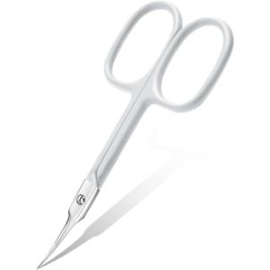 CGBE Cuticle Scissors Extra Fine Curved Blade, Super Slim Manicure Scissors for Cuticles Professional Small Scissors with Precise Pointed Tip Grooming Blades, Eyebrow, Eyelash, and Dry Skin – Black(White)