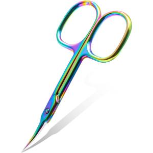 CGBE Cuticle Scissors Extra Fine Curved Blade, Super Slim Manicure Scissors for Cuticles Professional Small Scissors with Precise Pointed Tip Grooming Blades, Eyebrow, Eyelash, and Dry Skin – Black(Colorful)