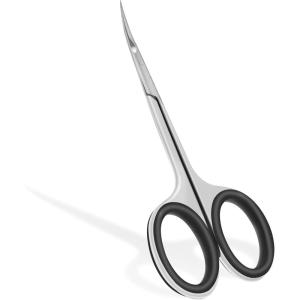 CGBE Cuticle Scissors, Professional 6-Blade Manicure Scissors, Stainless Steel Eyebrow Scissor, Cuticle Scissors Extra Fine Curved For Manicure, Eyelashes, Eyebrow, Toenail For Women And Men (Black)