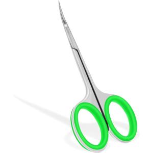 CGBE Cuticle Scissors, Professional 6-Blade Manicure Scissors, Stainless Steel Eyebrow Scissor, Cuticle Scissors Extra Fine Curved For Manicure, Eyelashes, Eyebrow, Toenail For Women And Men (Green)