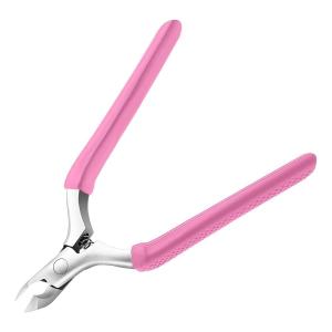 CGBE Cuticle Trimmer, 3/4 Jaw Extremely Sharp Cuticle Nippers, Professional Nail Cuticle Trimmer Tools, Non-slip Silicone Handle Cuticle Clipper for Nail Care Pedicure Manicure Nail (Orange)(Pink)