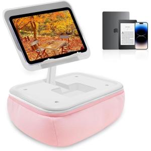 CGBE Kindle Pillow Stand for Bed & Lap – Adjustable Reading Pillow with Non-Slip Base, iPad Stand Holder Compatible with Kindle, MacBook, iPad Pro/Air/Mini, 4-15.6″ Devices (Pink)(Pink)