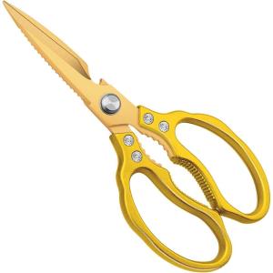 CGBE Kitchen Scissors, Multi-Purpose Kitchen Shears, Heavy Duty Dishwasher Safe Food Scissors for Chicken, Poultry, Fish, Meat & Herbs with Non-Slip Grips – Rosegold(All Gold)