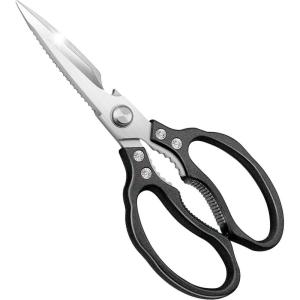 CGBE Kitchen Scissors, Multi-Purpose Kitchen Shears, Heavy Duty Dishwasher Safe Food Scissors for Chicken, Poultry, Fish, Meat & Herbs with Non-Slip Grips – Rosegold(Black)