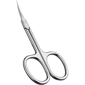 CGBE Manicure Scissors, Extra Fine Eyebrow Scissors for Grooming, Curved Blade Nail Scissors Precise Pointed Tip Grooming Kit for Eyebrow, Eyelash, Trim Nail and Dry Skin, Colorful(Silvery)