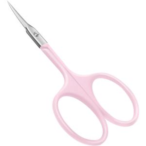 CGBE Manicure Scissors, Extra Fine Eyebrow Scissors for Grooming, Curved Blade Nail Scissors Precise Pointed Tip Grooming Kit for Eyebrow, Eyelash, Trim Nail and Dry Skin, Colorful(Pink)