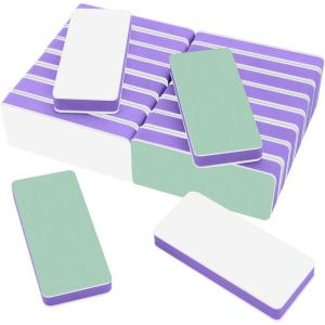 CGBE Nail Buffer and Shine Kit, 20pcs Nail Shine Buffer Blocks for Natural Acrylic Nails Polisher Fingernail Buffer Buffing File 1000/4000 Grit – Green(Big-Purple)