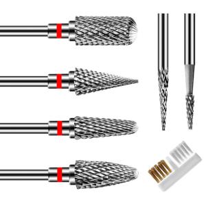 CGBE Nail Drill Bits, 6 Piece Nail Drill Bit Grinding Heads Carbide Machine Accessories for Manicure Remove Acrylic or Hard Gel Polygel, 3/32 Inch Professional Bits for Nail Cutter – Fine(Fine)