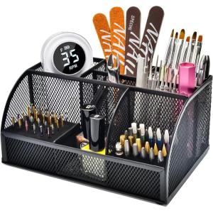 CGBE Nail Drill Bits Holder: 60 Holes Professional Drill Bit Holder for Nails – Mesh Metal Nail Tools Organizer Display Case – Nail Desk Organizer for Nail Tech – Black (Not Included Nail Drill)(Black)