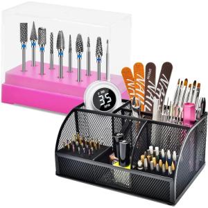 CGBE Nail Drill Bits Holder & 10PCS Carbide Nail Drill Bits