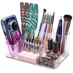 CGBE Nail Drill Holder, 28 Holes Nail Drill Bit Holder, Plastic Nail Drill Bits Organizer, Professional Nail Organizer and Storage Box Case for Nail -White (Not Including Nail Drill Machine & Bit)(Transparent)
