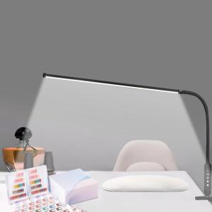 CGBE Nail Light for Desk: 360° Adjustable Nail Lamp for Desk with 3 Color Modes 5 Brightness, 23.6-Inch Led Desk Lamp for Salon Manicurist Tattoo Crafts Sewing Work Reading Game(Black-Clip)