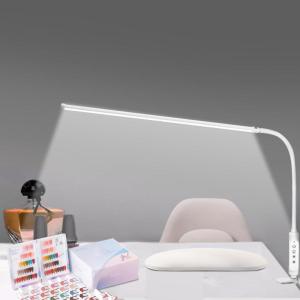 CGBE Nail Light for Desk: 360° Adjustable Nail Lamp for Desk with 3 Color Modes 5 Brightness, 23.6-Inch Led Desk Lamp for Salon Manicurist Tattoo Crafts Sewing Work Reading Game(White-Clip)