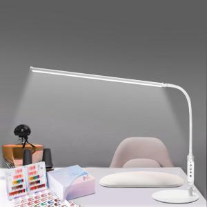 CGBE Nail Light for Desk: 360° Adjustable Nail Lamp for Desk with 3 Color Modes 5 Brightness, 23.6-Inch Led Desk Lamp for Salon Manicurist Tattoo Crafts Sewing Work Reading Game(White-Table)