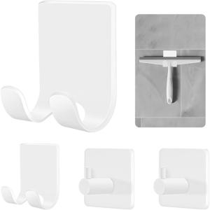 CGBE Razor Holder for Shower, 4 Packs Shaver Holder and Hooks, Self Adhesive Wall Mounts for Bathroom, Damage Free – Brown(White)