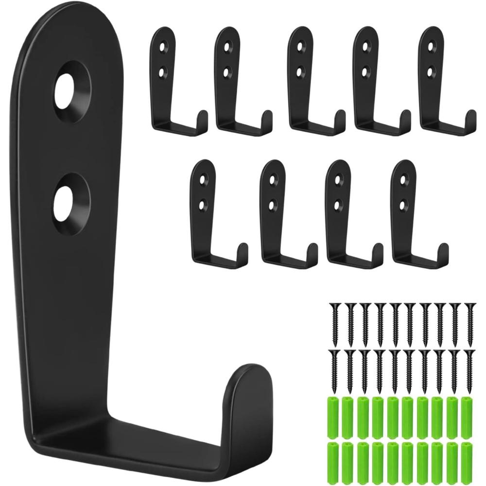 image:imageCGBE Coat Hooks for Wall Heavy Duty Outdoor Hooks for Hanging Towel No Rust Outside Towel Hooks Wall Mounted with Screws and Anchor for Key Towel Bags Cup Hat 10 Pack SilverBlack