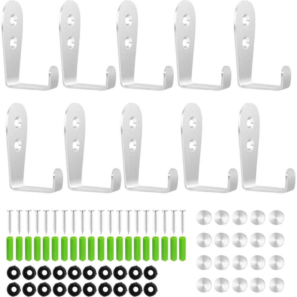 image:imageCGBE Coat Hooks for Wall Heavy Duty Outdoor Hooks for Hanging Towel No Rust Outside Towel Hooks Wall Mounted with Screws and Anchor for Key Towel Bags Cup Hat 10 Pack SilverSilver