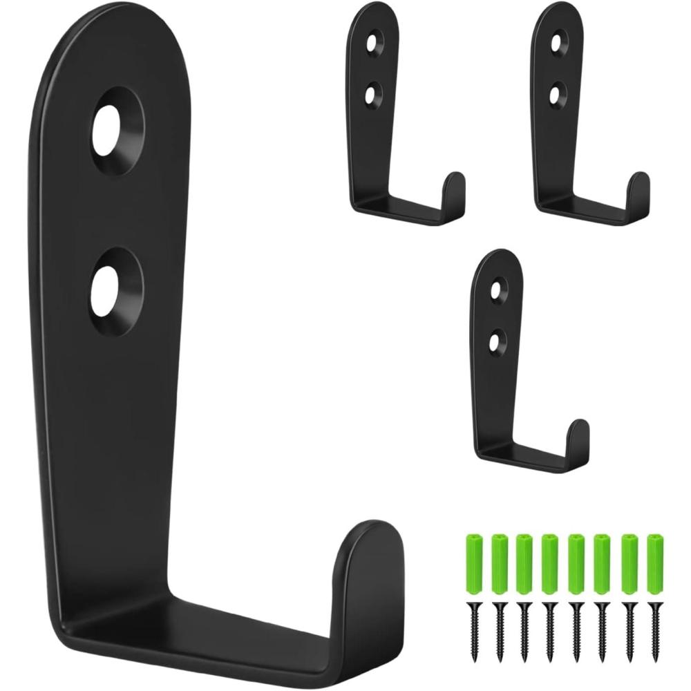 image:imageCGBE Coat Hooks for Wall Stainless Steel Heavy Duty Outdoor Hooks for Hanging Towel No Rust Outside Towel Hooks Wall Mounted with Screws and Anchor for Key Towel Bags Cup Hat 4 Pack SilverBlack
