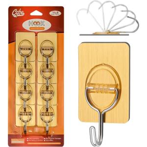 CGBE Adhesive Hooks Heavy Duty Sticky Hooks for Hanging 11 lbs (Max) Seamless Transparent Adhesive Hooks Wall Hangers Without Nails for Hanging Keys Coats Hats Bags Ceiling (Gold-8PACK)(Gold)